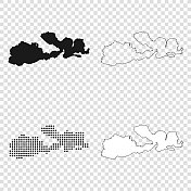 松巴哇设计地图-黑色，轮廓，马赛克和白色
