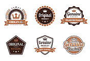 一套“原创”棕色徽章和标签-设计元素