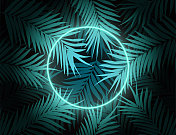 在Darksynth Spacewave Jungle背景中的圆形电磁波流行荧光氖圆