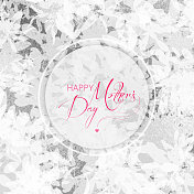 快乐母亲的贺卡与银色闪光抽象花卉背景。银箔垃圾纹理背景。摘要向量模式。金属金色质感适用于卡片、宴会请柬、包装、表面设计。