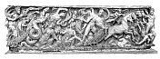 亚琛大教堂里查尔斯大帝的石棺。一名罗马石匠的作品描绘了珀耳塞皮娜的绑架。
