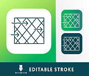 家居效率空气流动细线图标设置-可编辑的行程