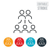 家族后代细线图标-可编辑的笔触