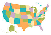 美国地图。高详细的矢量复古插图与状态