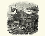 1857年德里围城后被洗劫的宫殿围墙内的房子