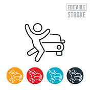 新车购买细线图标-可编辑的笔触 新车购买细线图标-可编辑的笔触