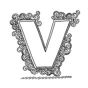 字母V漩涡图案绘制