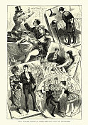 维多利亚时代的报社记者，在morque和歌舞女郎聚会