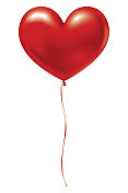 矢量插图的红色，心形气球
