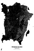 槟城岛，马来西亚矢量地图