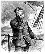 帆船的主人在暴风雨中呼喊指令