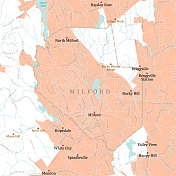 MA Worcester Milford矢量路线图