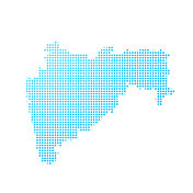 马哈拉施特拉邦地图，白底蓝点