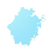 浙江地图白底蓝点