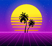 Synthwave复古的背景