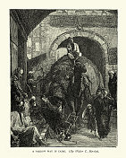 埃及开罗狭窄巷子里的一幕，19世纪