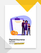 存款保险概念平面设计海报，封面和横幅。现代平面设计矢量插图。