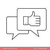 点赞-评级和评论细线图标