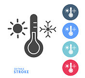 家庭效率加热和冷却图标设置与多色圈 家庭效率加热和冷却图标设置与多色圈