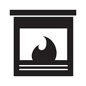 家用燃气壁炉图标-固体100%黑色填充