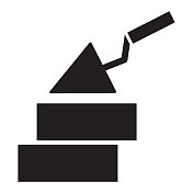 家用效率砖建筑材料图标-固体100%黑色填充