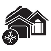 家用效率冬季供暖图标-固体100%黑色填充