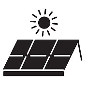 家用效率太阳能电池板图标-固体100%黑色填充