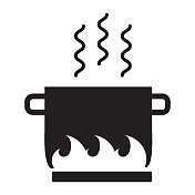 家用效率煤气炉范围顶部图标-固体100%黑色填充