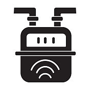 家用效率天然气表图标-固体100%黑色填充