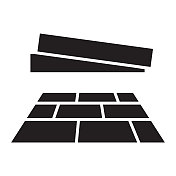 家居效率强化地板图标-固体100%黑色填充