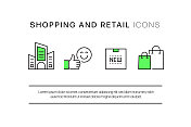购物和零售相关线图标。向量符号说明。 购物和零售相关线图标。向量符号说明。