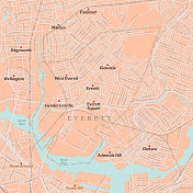 MA Middlesex Everett矢量路线图