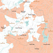 MA Middlesex Lincoln矢量路线图