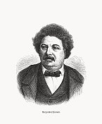 大仲马père(1802-1870),法国作家,木刻,1893年出版 大仲马père(1802-1870),法国作家,木刻,1893年出版