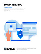 网络安全相关卡通风格平面设计矢量插图