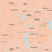 MA Middlesex Winchester矢量路线图