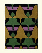 抽象花卉图案和设计，装饰艺术，维多利亚19世纪70年代