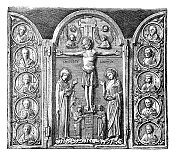 耶稣基督，象牙雕刻的祭坛柜，三联画，拜占庭后期作品，可能是13世纪