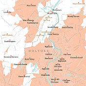 MA Hampden Holyoke矢量路线图
