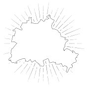 柏林地图与阳光在白色的背景