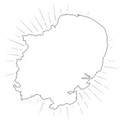 英格兰东部地图与阳光在白色的背景