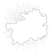 贵州地图，阳光在白色的背景
