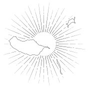 马德拉群岛地图与阳光在白色的背景