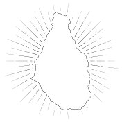 蒙特塞拉特地图，阳光在白色背景