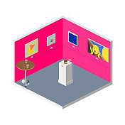 等距现代艺术馆室内-展览开幕之夜