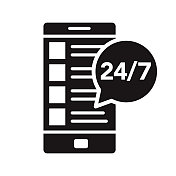 24/7客户服务字形图标 24/7客户服务字形图标