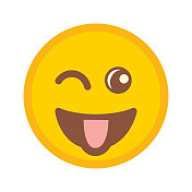 可爱的社交媒体表情符号眨眼的脸和舌头在孤立的白色背景 可爱的社交媒体表情符号眨眼的脸和舌头在孤立的白色背景