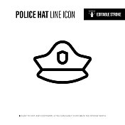 警察帽可编辑的描线图标
