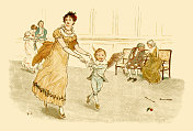 摄政时期的年轻女子与丘比特跳舞