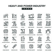 重型和电力工业线图标集 重型和电力工业线图标集